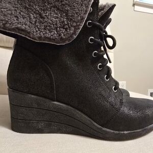 UGG Black Lace Up Wedge Boots